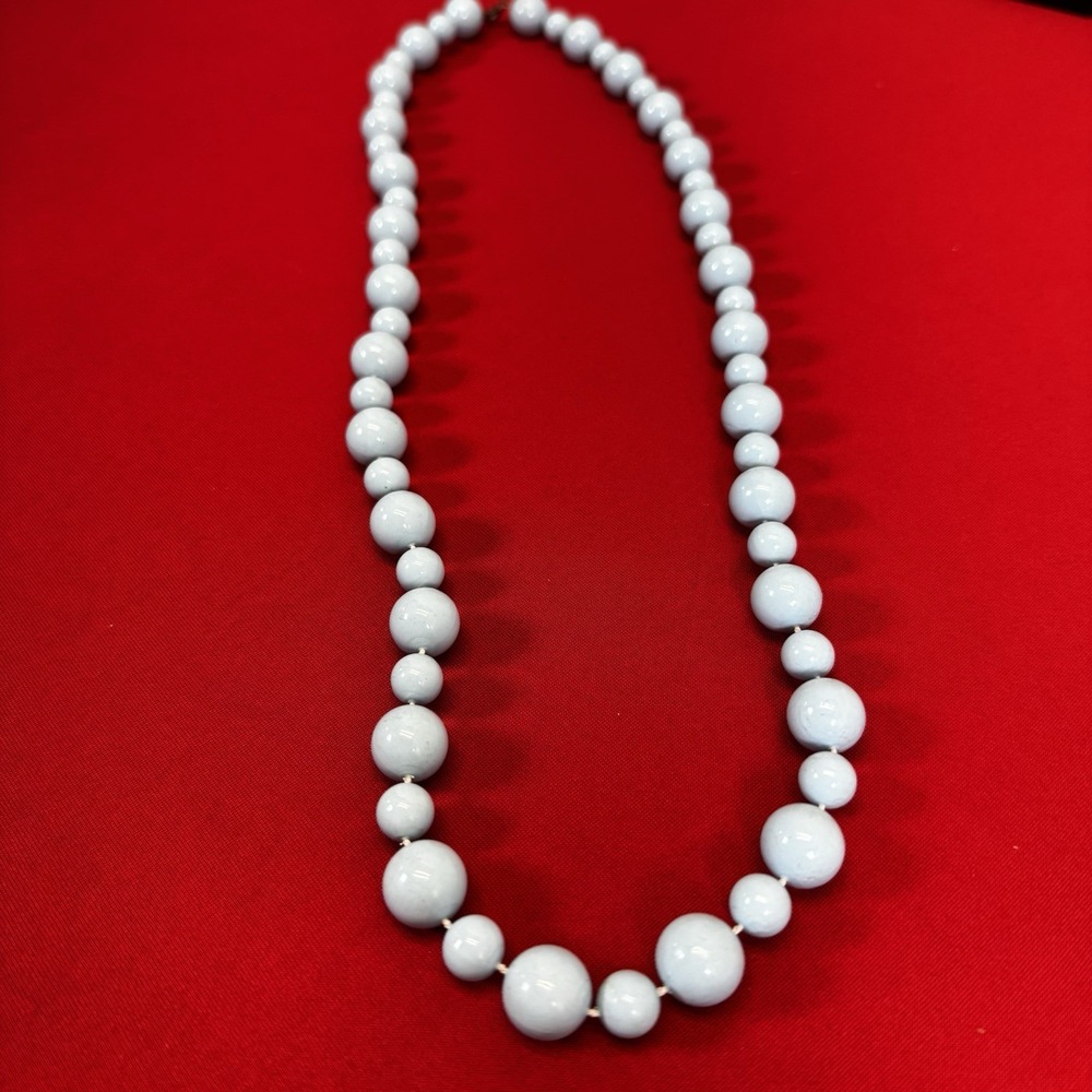 Vintage Light Blue Medium & Large Bead Necklace